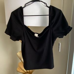 Puff sleeve square neck top